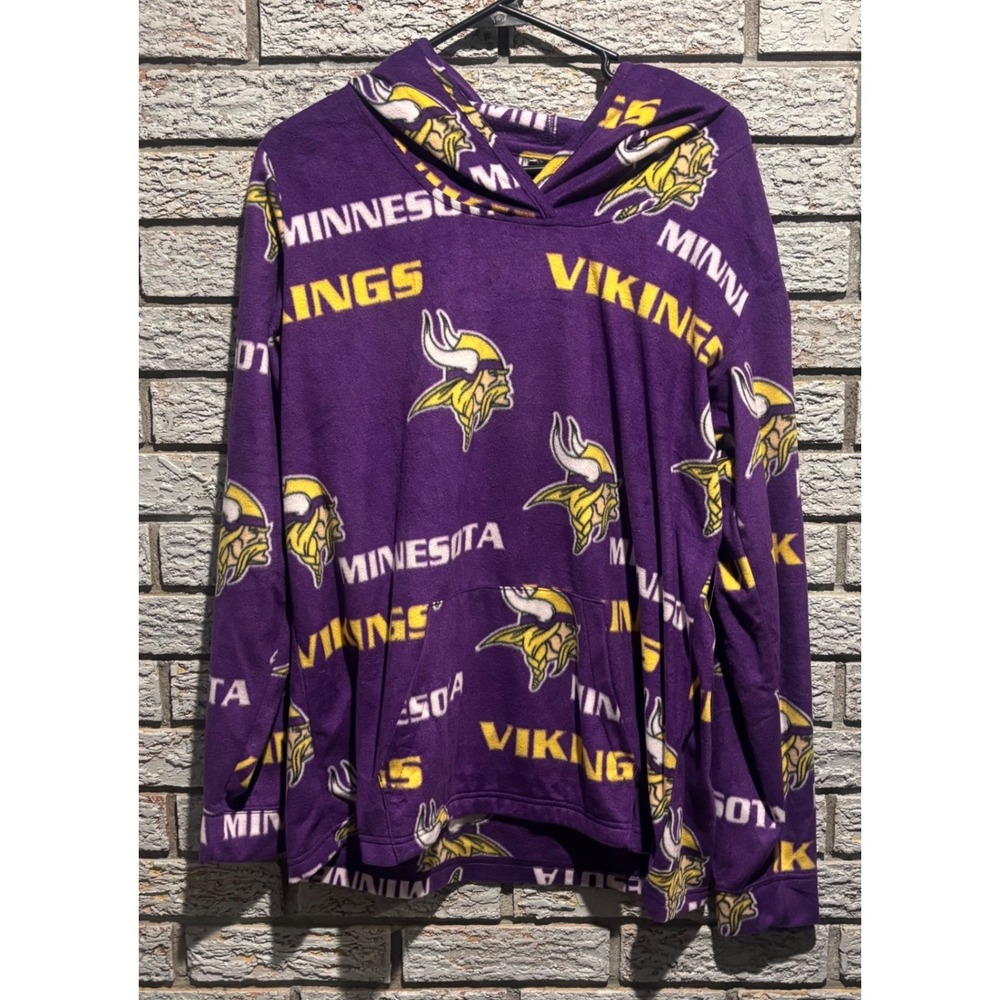 NFL Team Apparel Minnesota Vikings Womens Fleece Sleep Hoodie Purple XL NWT